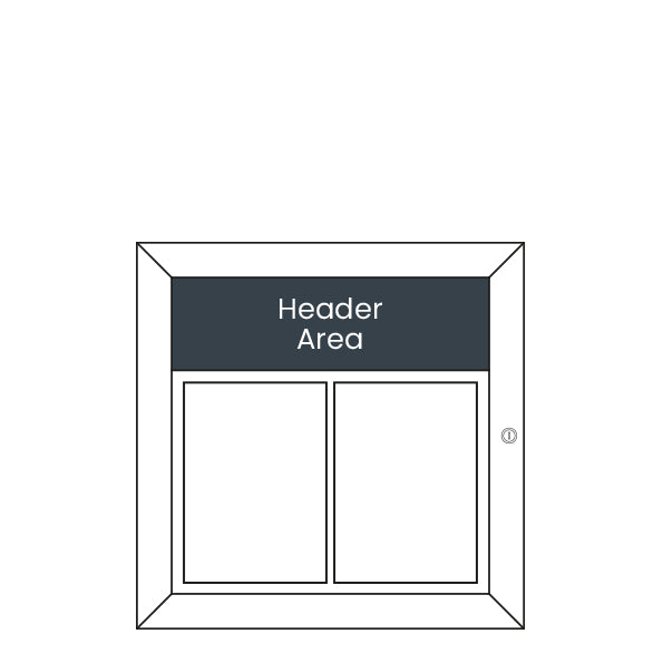 Menu board designed for businesses in the UK, featuring a vertical layout with two A4 sections for customizable content. Includes a labeled header area and a secure lock on the right-hand side, ideal for displaying clear and professional branding in outdoor or indoor settings.