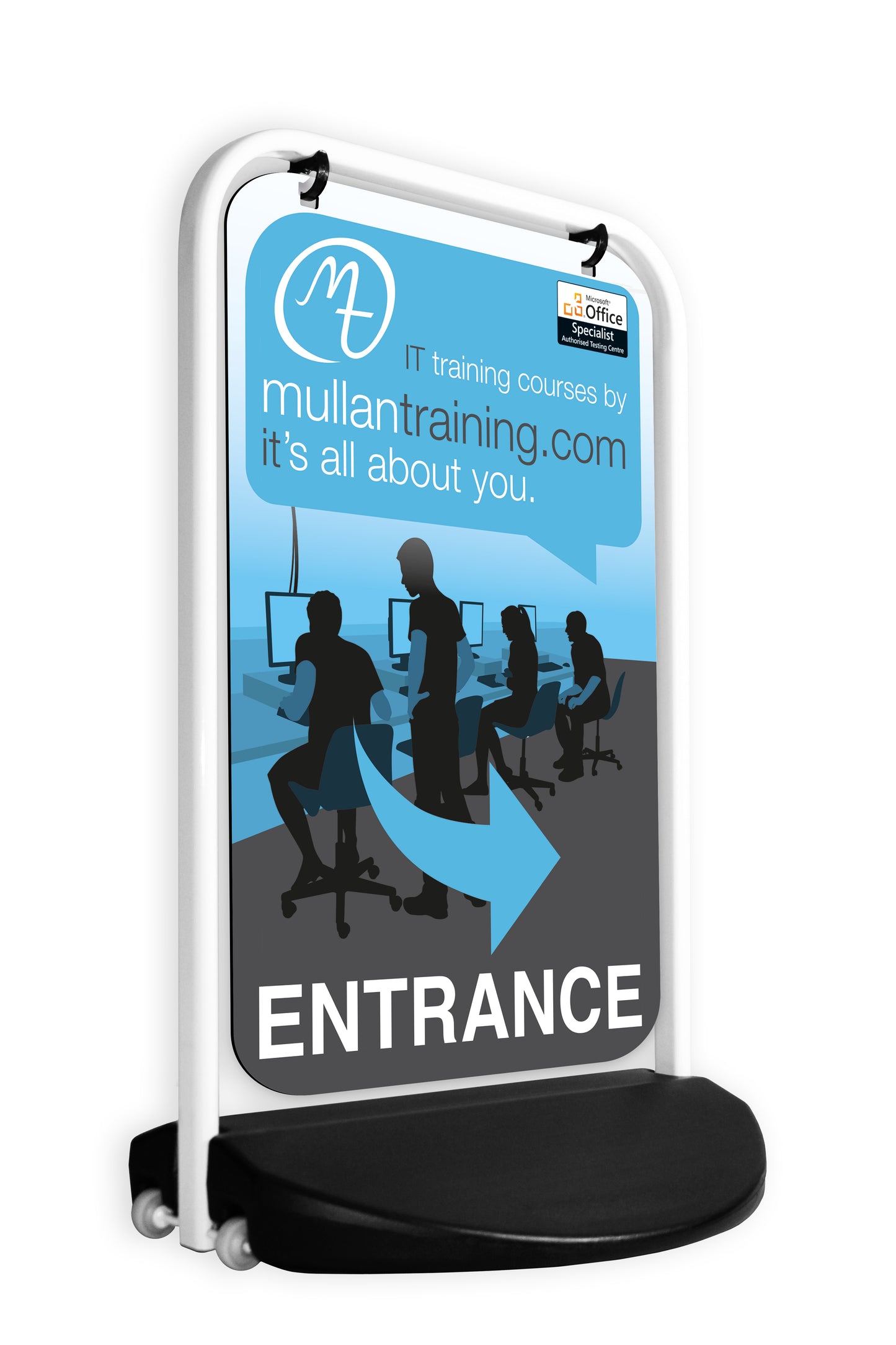 Swinger-3000 sign board with a white frame and aluminum panel, offering a professional and durable advertising solution. Ideal for businesses in the United Kingdom to enhance visibility and attract foot traffic, crafted by The Sign Makers.