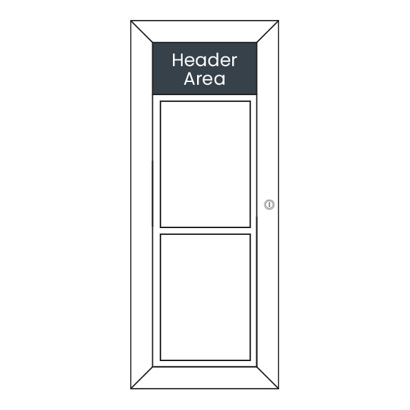 Outdoor signage for businesses in the UK featuring a vertical menu design with two A4-sized sections for customizable content and a labeled header area at the top. Ideal for professional branding and organized display of information in high-traffic outdoor settings.