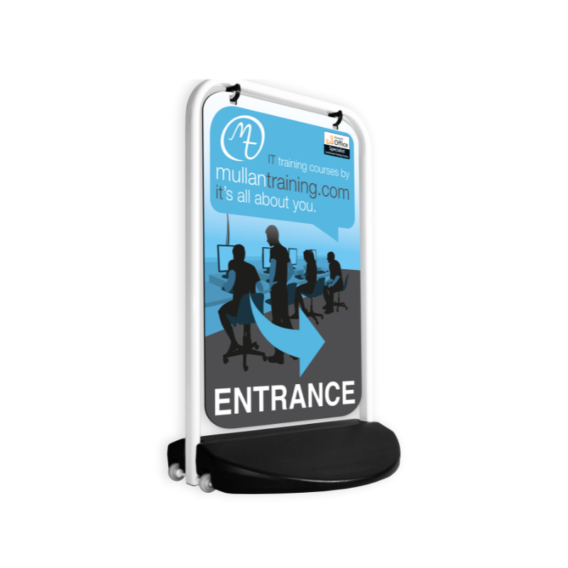 Eco-swinger sign designed for businesses in the UK, providing an effective and durable solution for outdoor advertising on pavements. Ideal for boosting foot traffic and visibility.