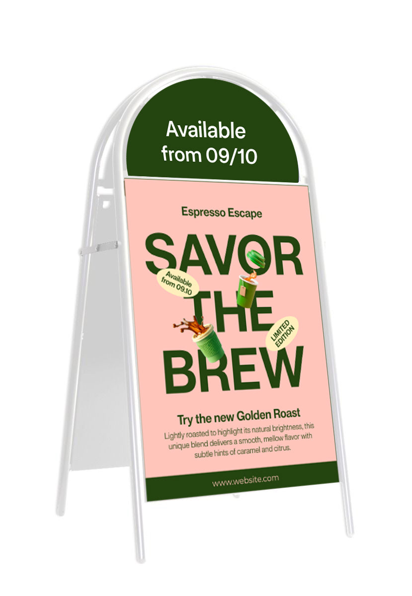 Premium Pavement Sign - White Frame - A Board - Brew
