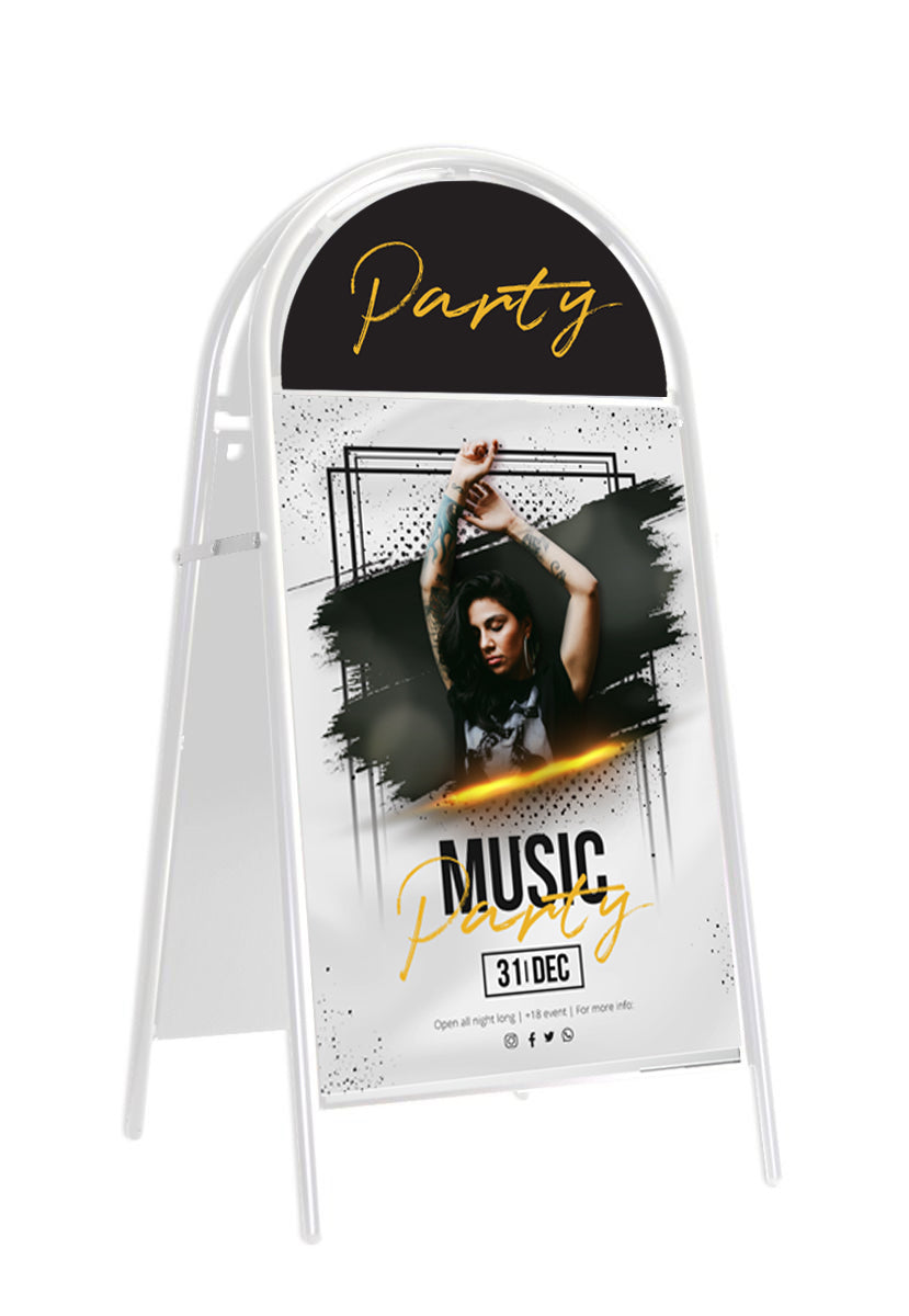 Premium Pavement Sign - White Frame - A Board - Music