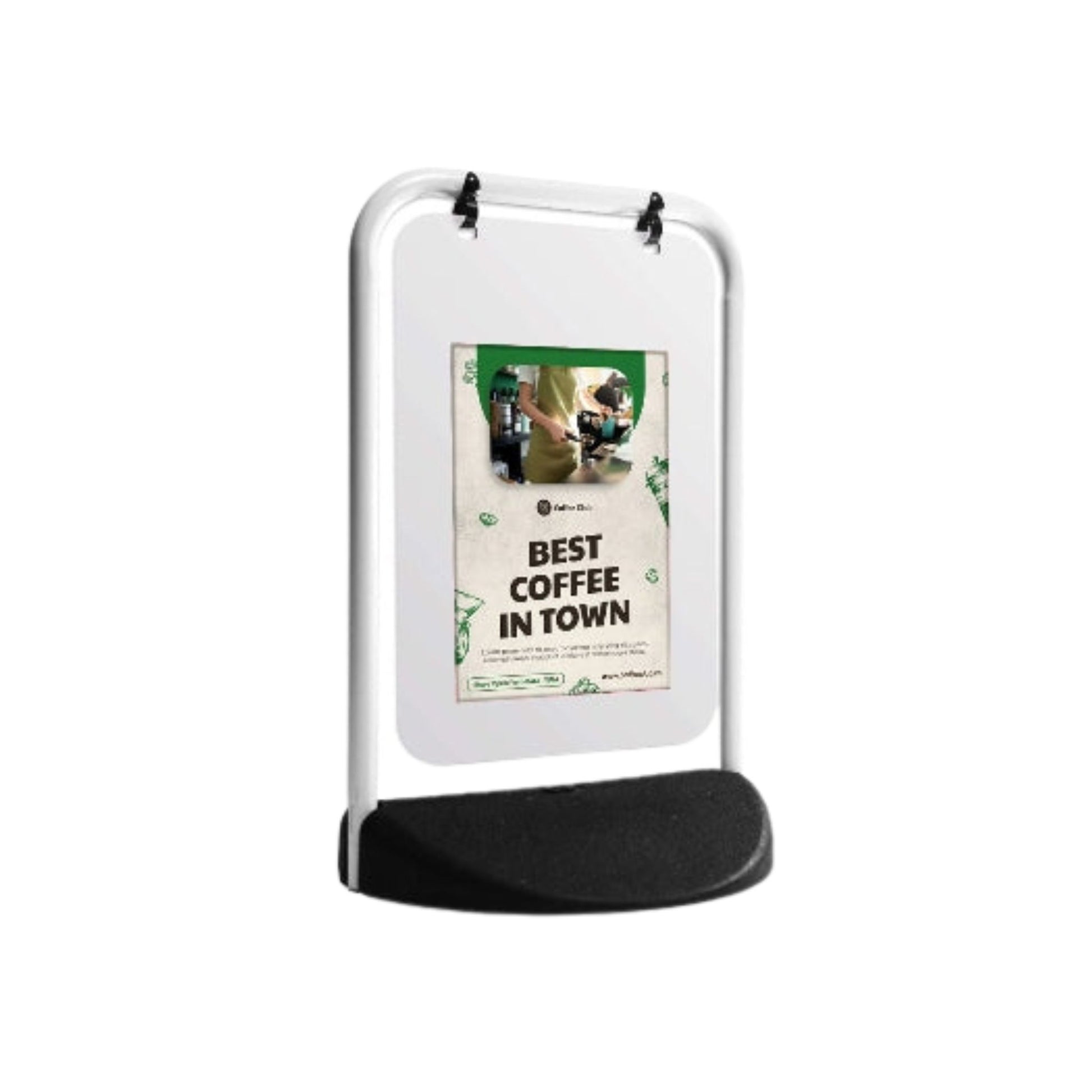 Economy swing signs, designed for businesses in the UK, offering cost-effective outdoor advertising to attract foot traffic and enhance visibility. Manufactured by The Sign Makers, a leading business sign producer in the UK.